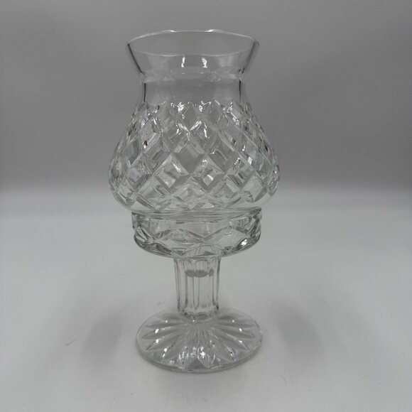 Block Crystal Fairy Lamp Signed 7.5" 2 Piece Candle Holder Vintage Home Decor - Picture 1 of 8